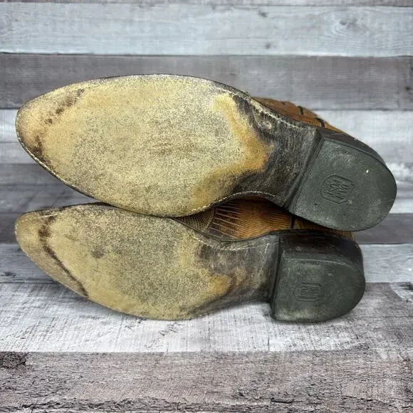 Tony Lama Western Boots Brown Leather Cowboy Vintage Exotic Men’s size 9 D - Picture 6 of 11